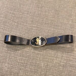 POPSUGAR Black Belt with Gold Buckle